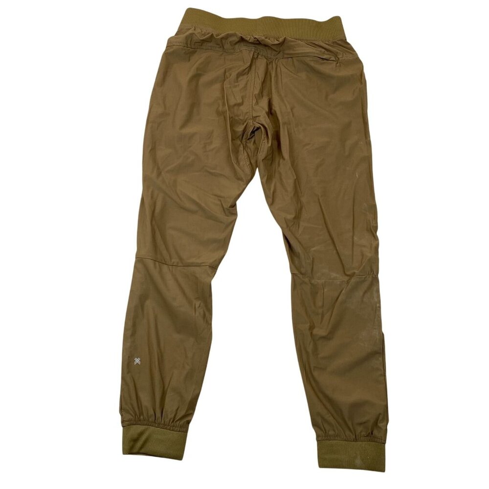 Mens Jogger Pants Medium Khaki Elastic Waist Drawstring Activewear Pocket Casual